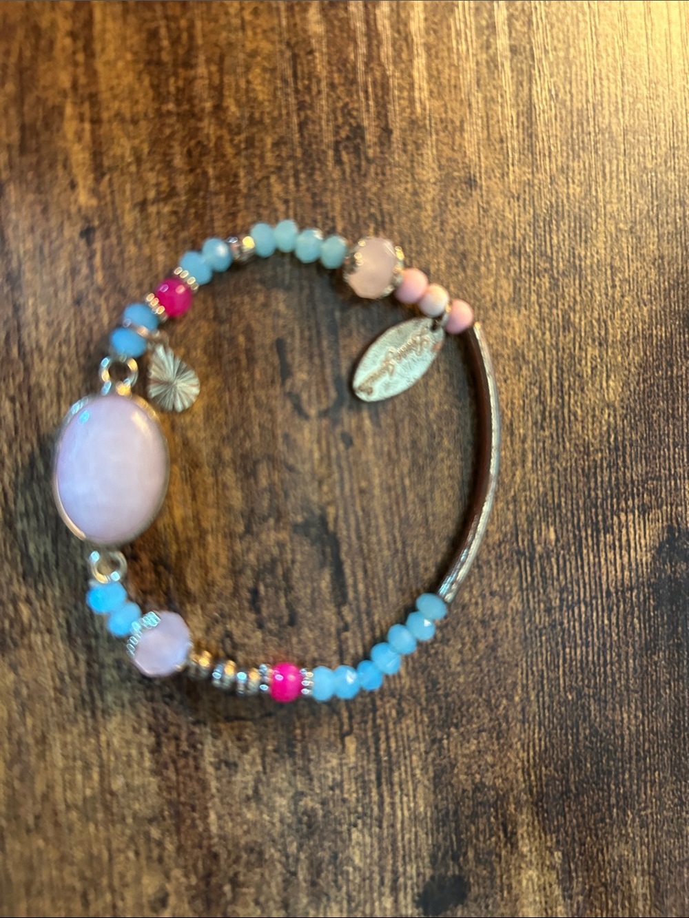 Delicate Pink & Blue Beaded Stretch Bracelet